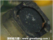 使用銀(Ag)鍍層的電源電感器(Power Inductors)，經(jīng)過推力測(cè)試后，零件端點(diǎn)上已經(jīng)看不到任何鍍層的痕跡了，所以其耐推力就比較小。