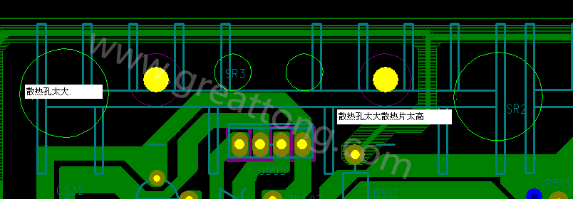 PCB設計中，散熱孔散熱片設計不當，造成很多電源板斷裂