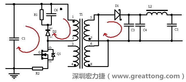 元件布局的時(shí)候，要優(yōu)先考慮高頻脈沖電流和大電流的環(huán)路面積，盡可能地減小,以抑制開關(guān)電源的輻射干擾