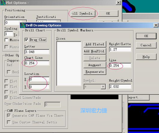轉孔圖時也需在Customize Document欄點擊Option，在彈出的Plot Options-窗口中選擇Drill Symbols