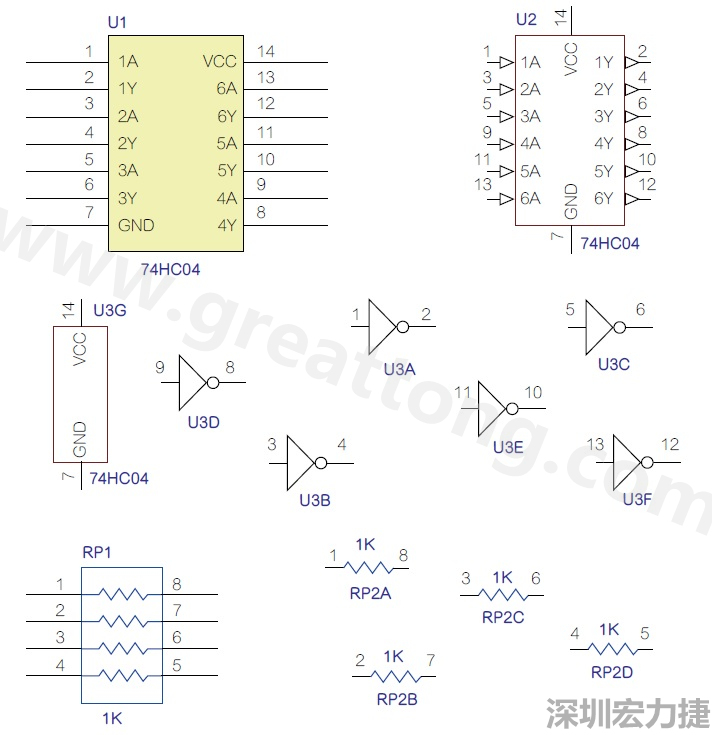 圖1 半導(dǎo)體元件供應(yīng)商所畫的電路圖符號(hào)是模擬元件的接腳圖，而非訊號(hào)流程。