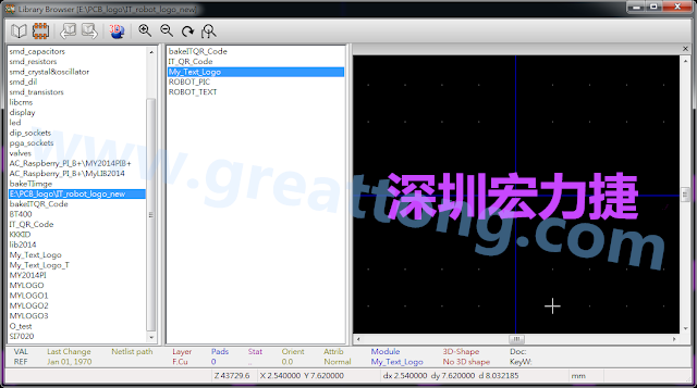 進行相同的程序， 目前這個Library IT_robot_logo_new.mod就包含了多個footprint于其內(nèi)。